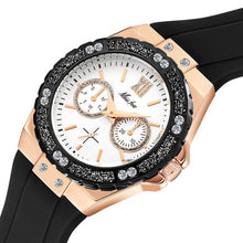 Cargar imagen en el visor de la galería, MISSFOX Women&#39;s Watches Chronograph Rose Gold Sport Watch Ladies Diamond Blue Rubber Band Xfcs Analog Female Quartz Wristwatch