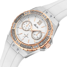 Cargar imagen en el visor de la galería, MISSFOX Women&#39;s Watches Chronograph Rose Gold Sport Watch Ladies Diamond Blue Rubber Band Xfcs Analog Female Quartz Wristwatch
